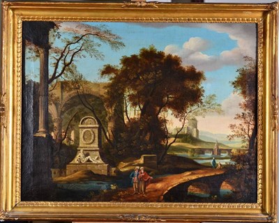 Lot 53 - Italian School (19th century) Figures before architectural ruins Oil on canvas, 46.5cm by 60.5cm