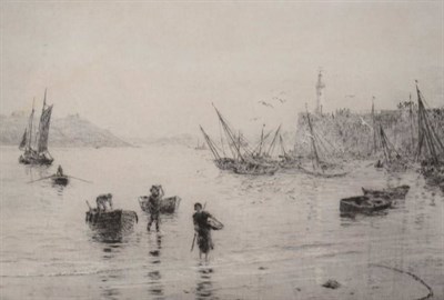Lot 68 - William Lionel Wylie RA RBA RE RI NEAC  (1851-1931)  Tall ships in the Solent Signed etching,...