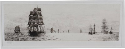 Lot 68 - William Lionel Wylie RA RBA RE RI NEAC  (1851-1931)  Tall ships in the Solent Signed etching,...