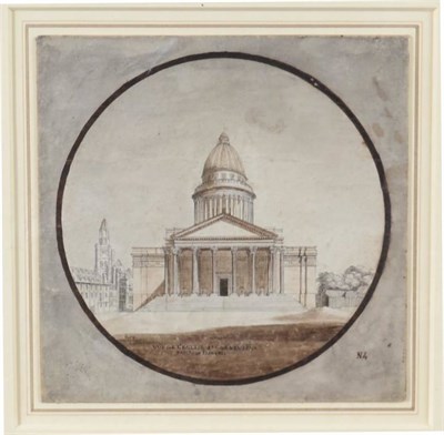 Lot 77 - French School (early 19th century) ''The Pantheon, Paris'' Signed indistinctly, pen, ink and...