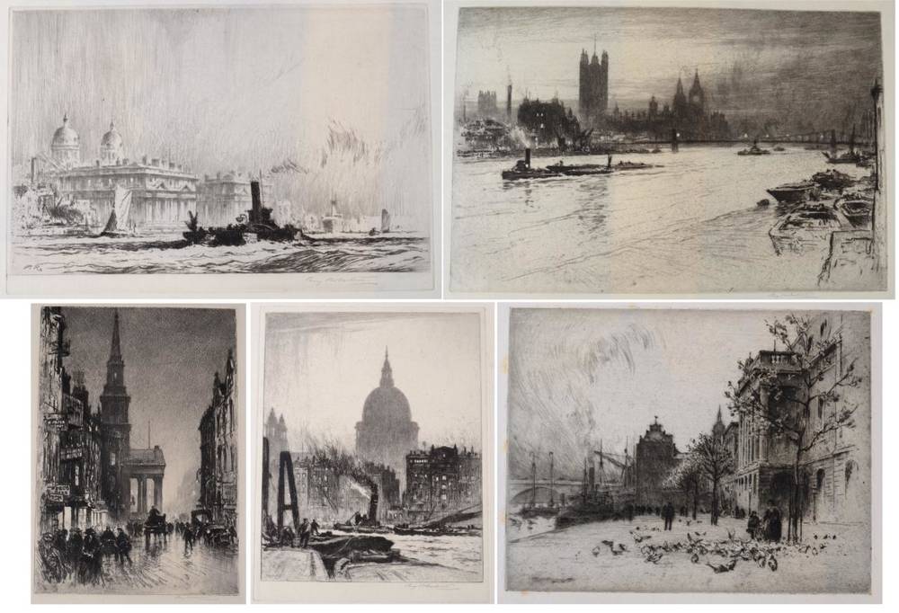 Lot 77 - Percy Robertson ARE (1868-1934) ''Westminster from Vauxhall'' Signed and inscribed, etching,...