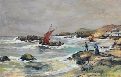 Lot 89 - William Snodgrass Bryce (fl.1889-1936) Runswick Bay Signed, oil on canvas, 36cm by 57.5cm
