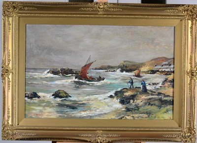 Lot 89 - William Snodgrass Bryce (fl.1889-1936) Runswick Bay Signed, oil on canvas, 36cm by 57.5cm