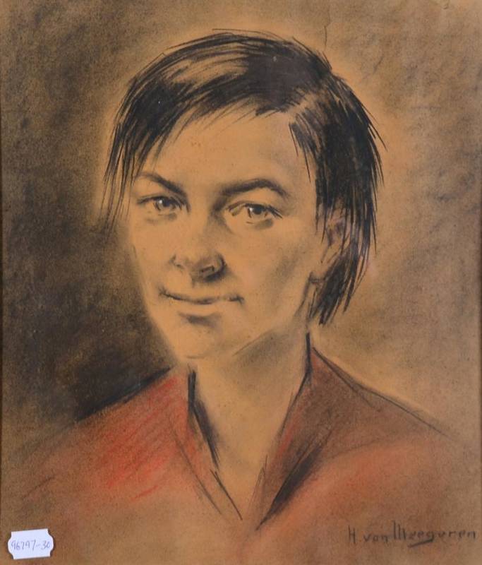 Lot 94 - Henricus Antonius van Meegeren (1889-1947) Dutch Portrait of a young man Signed, pastel on...