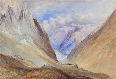 Lot 100 - William Callow (1812-1908) Figures in a mountain pass Signed and dated, watercolour, 32.5cm by 47cm