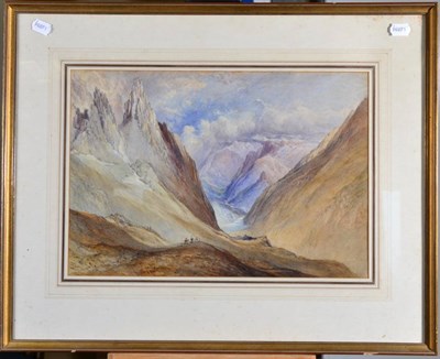 Lot 100 - William Callow (1812-1908) Figures in a mountain pass Signed and dated, watercolour, 32.5cm by 47cm