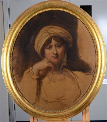 Lot 102 - Attributed to George Henry Harlow (1787-1819) Unfinished portrait of Mary (nee Ricketts),...