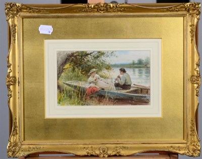 Lot 106 - George Goodwin Kilburne RI RBA (1839-1924) ''A Musical Interlude'' Signed, watercolour, 12.5cm...