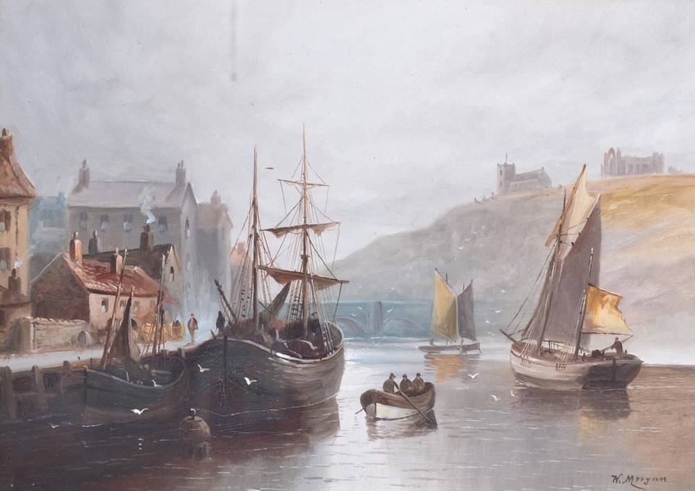 Lot 108 - Walter Linsley Meegan (1859-1944) View of Whitby Signed, oil on canvas, 24cm by 34cm