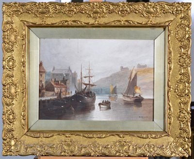Lot 108 - Walter Linsley Meegan (1859-1944) View of Whitby Signed, oil on canvas, 24cm by 34cm
