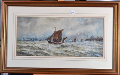 Lot 109 - Attributed to Thomas Bush Hardy (1842-1897)  Fishing and sailboats on a squally day  Signed and...