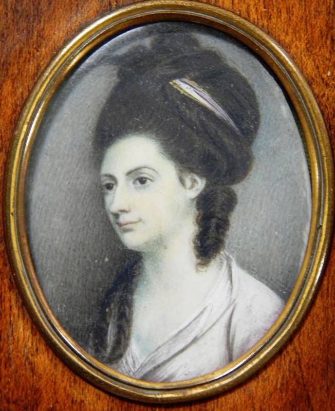 Lot 113 - British School (Late 18th century) Portrait miniature of a lady in a white dress Watercolour on...