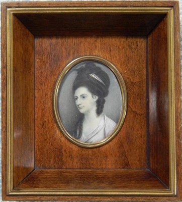Lot 113 - British School (Late 18th century) Portrait miniature of a lady in a white dress Watercolour on...