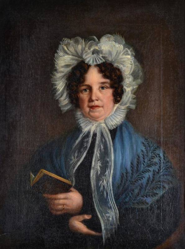 Lot 116 - English School (19th Century) Portrait of a lady wearing a lace bonnet  Oil on canvas, 60cm by 45cm