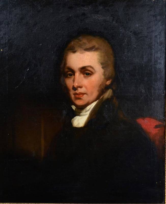 Lot 117 - Manner of Sir Thomas Lawrence (1769-1830) Portrait of a gentleman in a white stock Oil on...