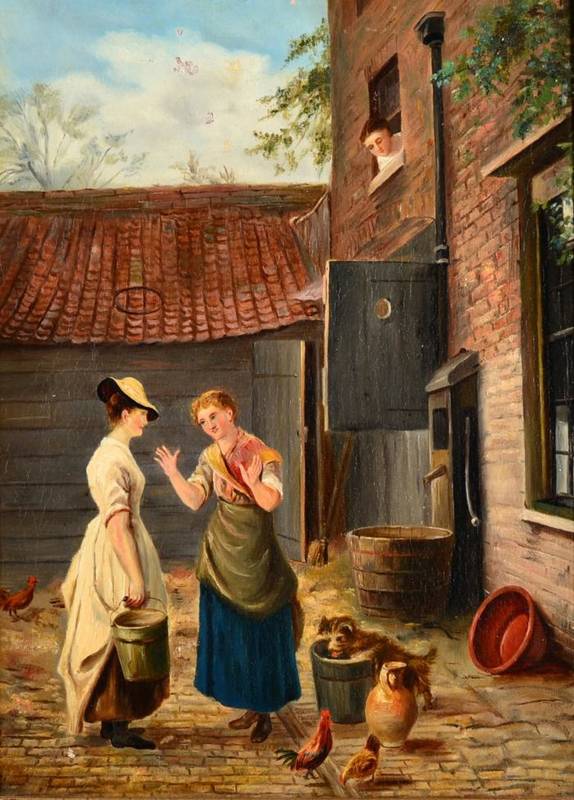 Lot 129 - David Law RBA (1831-1902) ''A Good Gossip'' Signed, oil on canvas, 39cm by 29cm