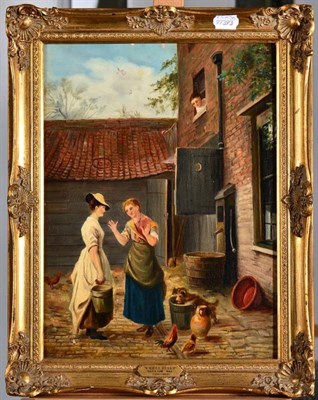 Lot 129 - David Law RBA (1831-1902) ''A Good Gossip'' Signed, oil on canvas, 39cm by 29cm