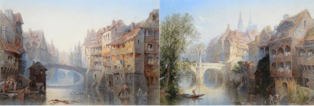Lot 151 - Edwin Thomas Dalby (1824-1902) Nuremberg  Signed and dated 1847, watercolour, together with a...