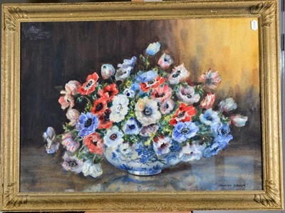 Lot 155 - Marion Broom (1878-1962) Still life with mixed blooms  Watercolour, 53cm by 75cm  Artist's...