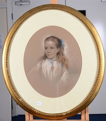 Lot 156 - Alexander Blaikley (1816-1903) Portrait of a girl with blue ribbon Signed and dated 1869,...