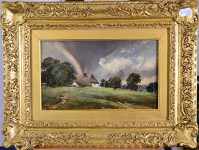 Lot 161 - After John Constable (1776-1837) Landscape Study: Cottage and Rainbow Bears signature, oil on...