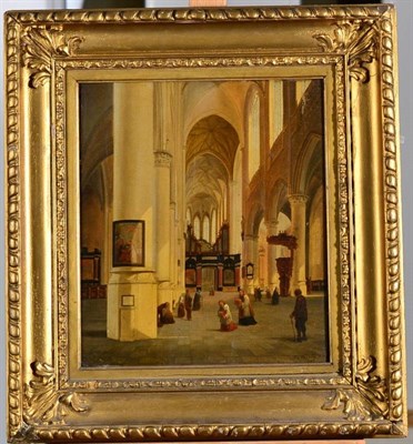Lot 182 - Josephus Christianus Nicolle (1791-1854) Belgian Church Interior Signed and dated, oil on...