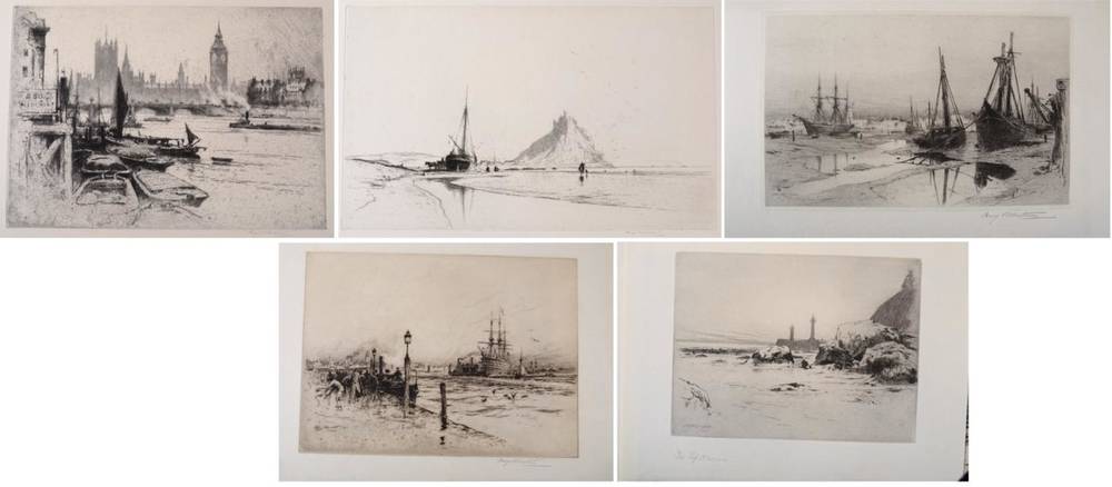 Lot 186 - Percy Robertson ARE (1868-1934) ''St Michael's Mount''  Signed and inscribed in pencil,...