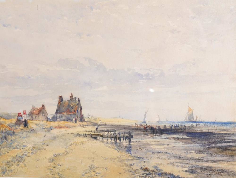 Lot 188 - Charles Bentley O W S (1806-1854) ''The beach at Cullercoats'' Signed and dated 1843, pencil...