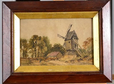 Lot 191 - Dutch School (19th century) Figure before a windmill Indistinctly inscribed and dated 1840 to frame