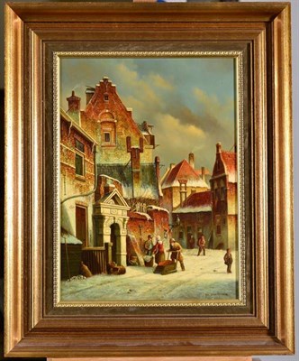 Lot 193 - Pieter Cornelis Steenhouwer (1896-1972) Dutch Dutch street scene Signed, oil on board, together...