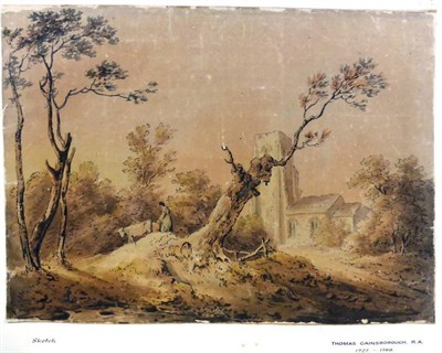 Lot 196 - John Glover (1767-1849) Classical rural scene Watercolour, together with four other four other...