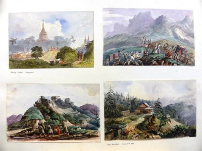Lot 198 - D*B* (19th century) ''Shoay Dagon'' Watercolour, together with three others by the same hand,...