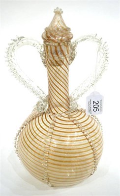 Lot 205 - A Façon de Venise Twin-Handled Flask and Stopper, in 17th century style, with opaque white and...