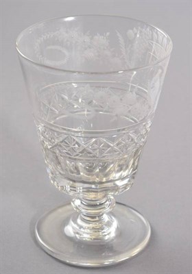 Lot 215 - A Glass Rummer, by Thomas Hudson, circa 1840, the bucket shaped bowl engraved with initials TCC...