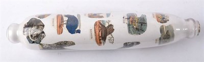 Lot 216 - A Decalcomania Rolling Pin, 19th century, decorated with The Sailor's Return and various titled...
