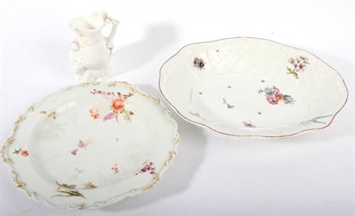 Lot 222 - A Chelsea Porcelain Basket Moulded Dish, circa 1752, of oval form, painted in colours with...