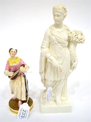 Lot 233 - A Derby Bisque Porcelain Figure of Plenty, circa 1780, modelled as a goddess holding a...