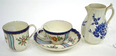 Lot 238 - A First Period Worcester Porcelain Trio, circa 1775, of fluted form, painted in Sèvres style...