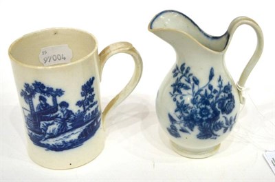Lot 239 - A Caughley Porcelain Milk Jug, circa 1780, of baluster form, printed in underglaze blue with...