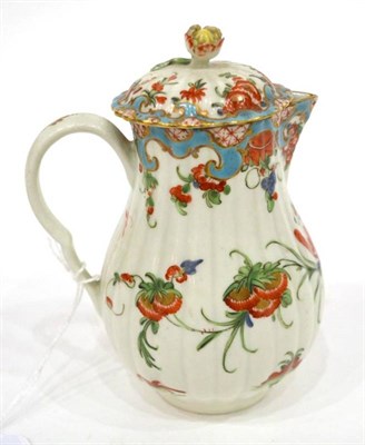 Lot 242 - A First Period Worcester Porcelain Fluted Sparrowbeak Jug, circa 1770, painted with the Jabberwocky