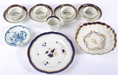 Lot 250 - A Set of Four Flight Worcester Wrythen Fluted Tea Bowls and Saucers and a Coffee Cup, circa...