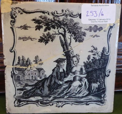 Lot 253 - A Pair of Liverpool Delft Tiles, circa 1770, printed by Sadler & Green with scenes from Aesop's...