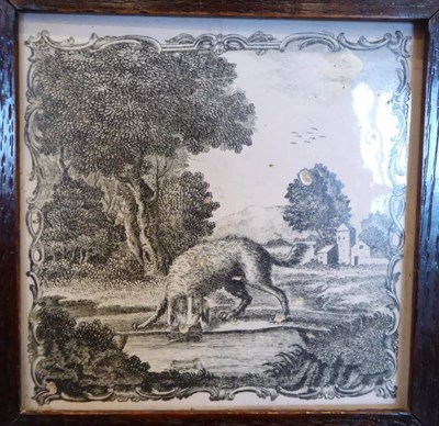 Lot 253 - A Pair of Liverpool Delft Tiles, circa 1770, printed by Sadler & Green with scenes from Aesop's...