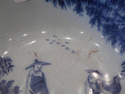 Lot 271 - An English Delft Basin, probably London, circa 1750, painted in blue with chinoiserie figures...