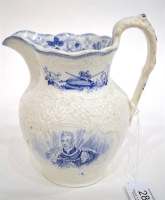 Lot 286 - A Minton Pottery Royal Commemorative Jug, circa 1830, printed in underglaze blue with bust...