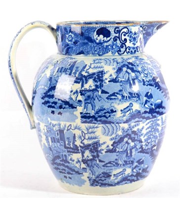 Lot 290 - A Brameld Pearlware Presentation Jug, dated 1809, printed in underglaze with chinoiserie figures in