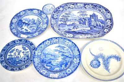 Lot 314 - A Staffordshire Pearlware Platter, circa 1820, printed in underglaze blue with The Fort of...