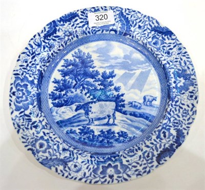 Lot 320 - A Staffordshire Pearlware Durham Ox Series Plate, circa 1820, printed in underglaze blue with...