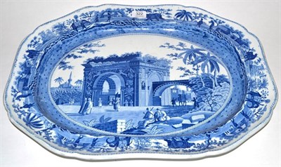Lot 322 - A Spode Pearlware Meat Platter, circa 1815, printed in underglaze blue with The Triumphal Arch...