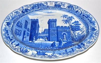 Lot 323 - A Spode Pearlware Meat Platter, circa 1815, with tree and gravy well, printed in underglaze...